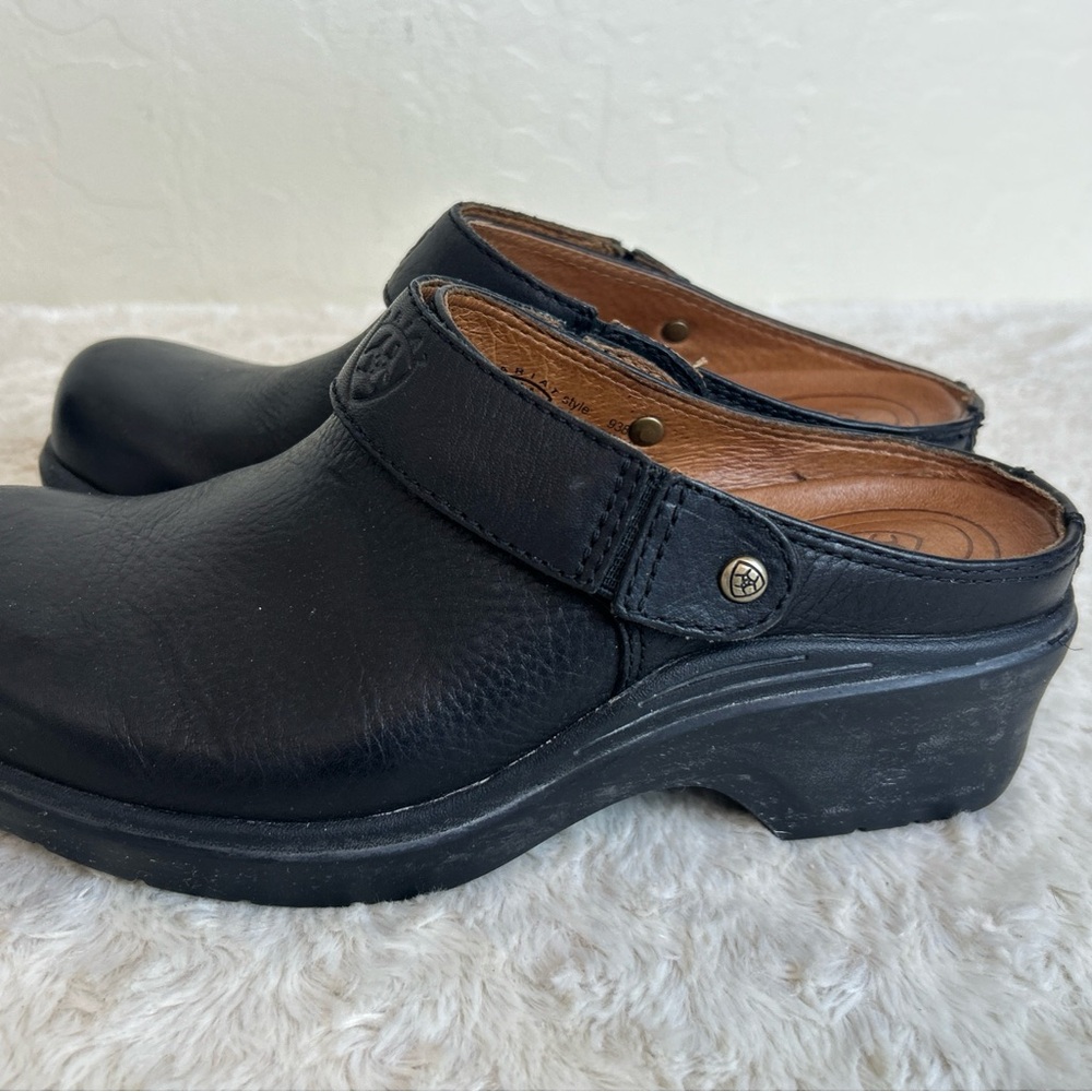 Ariat Santa Cruz Black Leather Slip-On Sling-Back Mules Women’s Size 7.5B 93801 - Picture 8 of 10